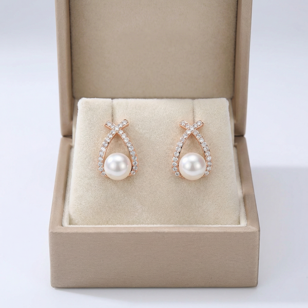 Eva - Pendientes con Perlas y Cristales Entretejidos