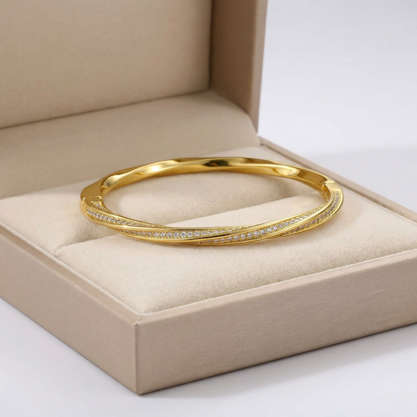 Pulsera de cristal elegante con dos filas en oro