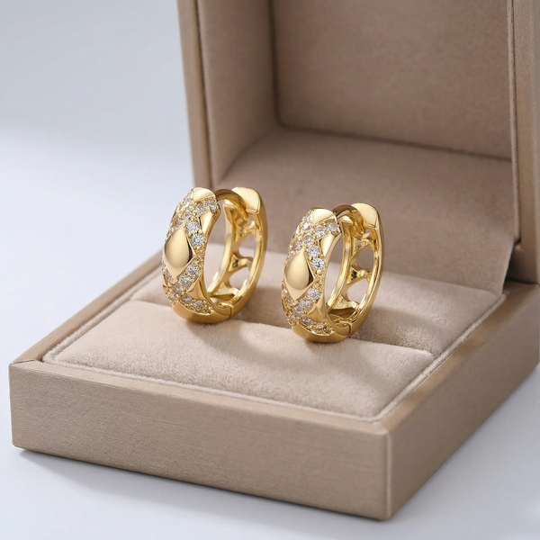 Aros Dorados Huecos con Brillo