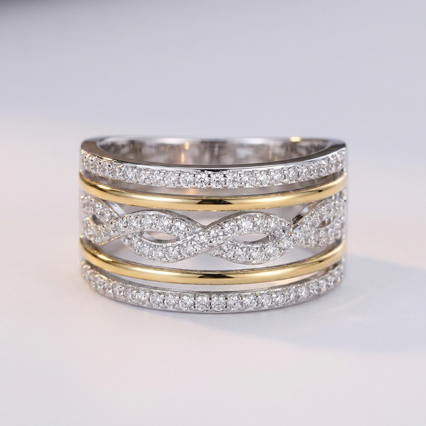 Anillo Trenzado Brillante con Zirconia